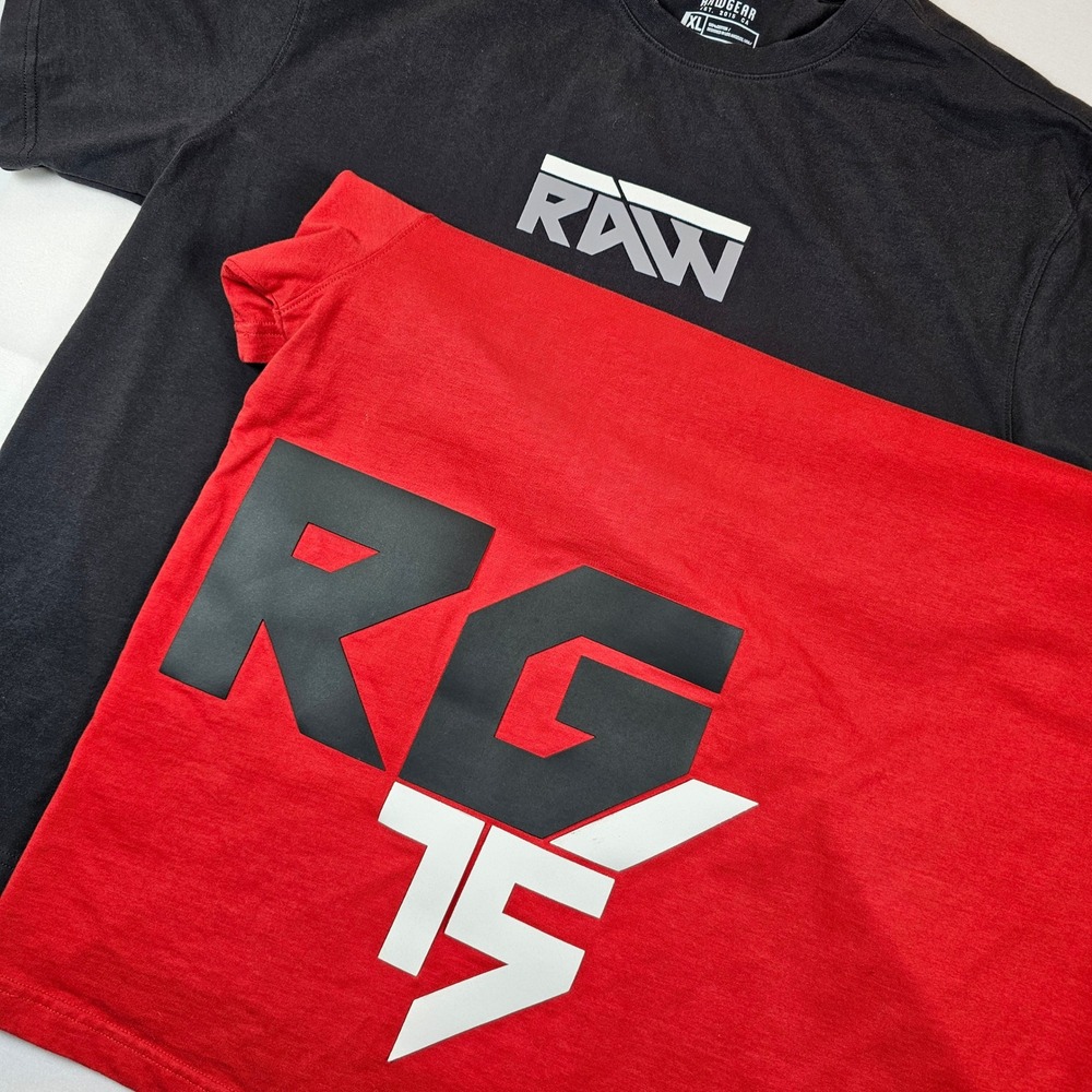 Rawgear Mens XL Black Graphic T-Shirt RG 15 Logo Short Sleeve Gym Streetwear lot